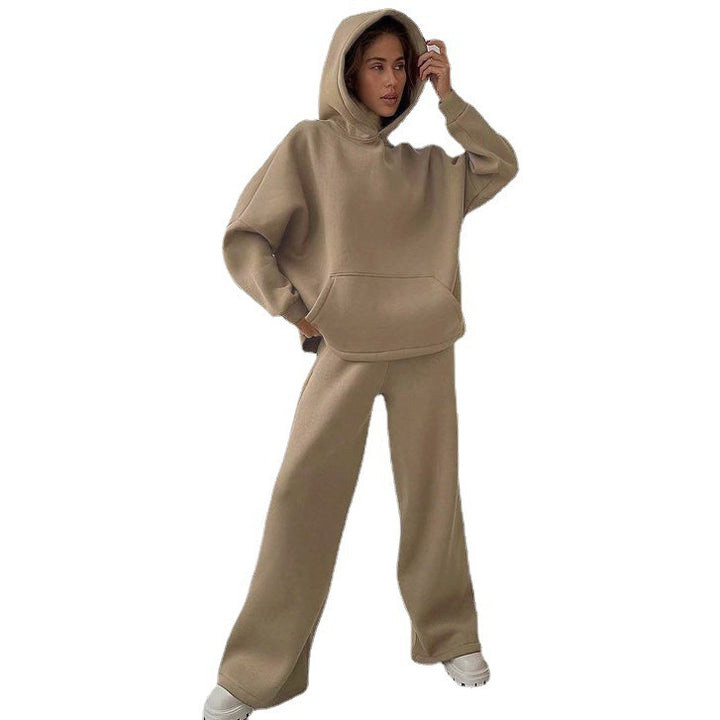 Damen nan Cozy-Komplettset mit extraweichem Oversize-Hoodie, Kängurutasche und High-Waist Palazzo-Sweathose Echo Archiv