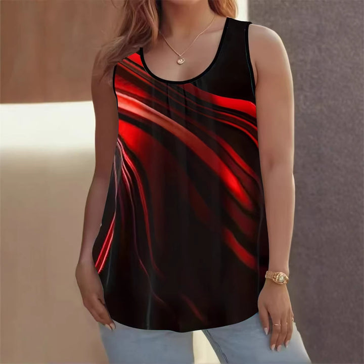 Damen Elegantes ärmelloses Oberteil mit modernem Wellendesign Echo Archiv