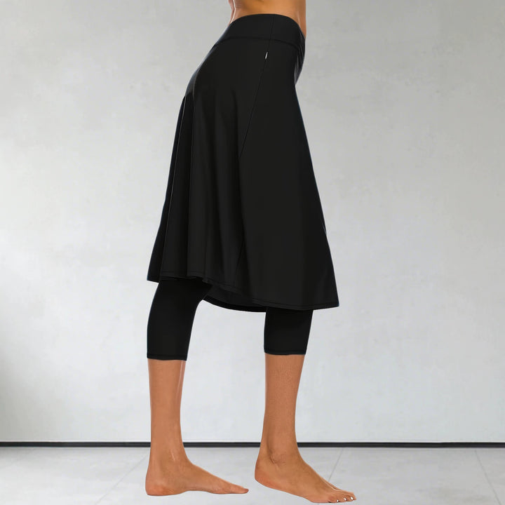 Damen Leggings mit integriertem Tellerrock und seitlicher Reißverschlusstasche echoarchiv-