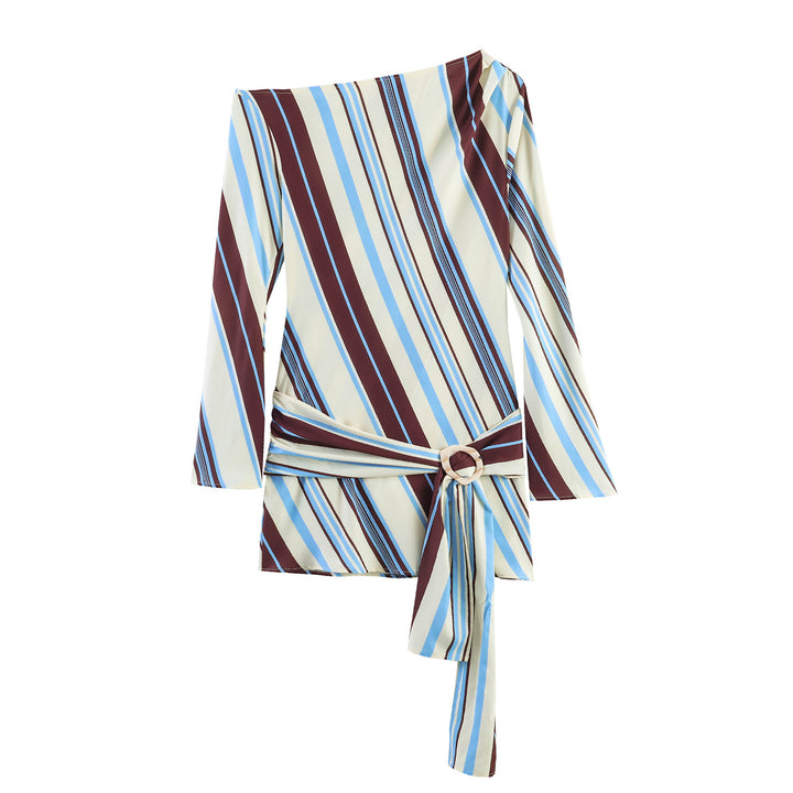 Damen Asymmetrische Wickelbluse mit Taillengürtel und Zierring Echo Archiv