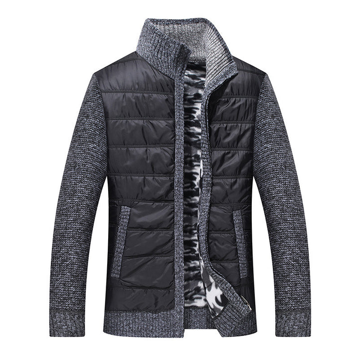 Herren gesteppte Übergangsjacke mit Strickärmeln und hohem Kragen Echoarchiv