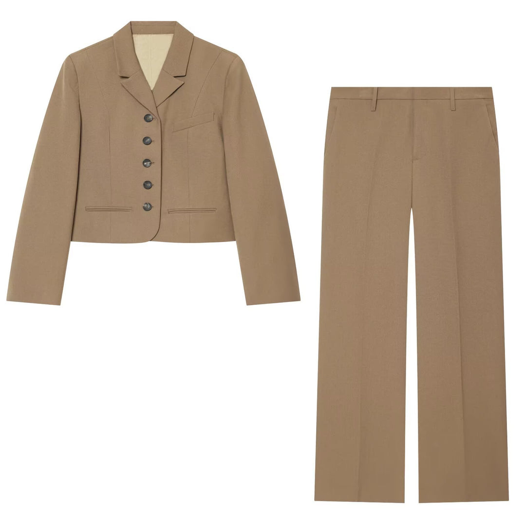 Damen Weite High‑Waist Stoffhose mit Bügelfalte und Gürtelschlaufen Echoarchiv