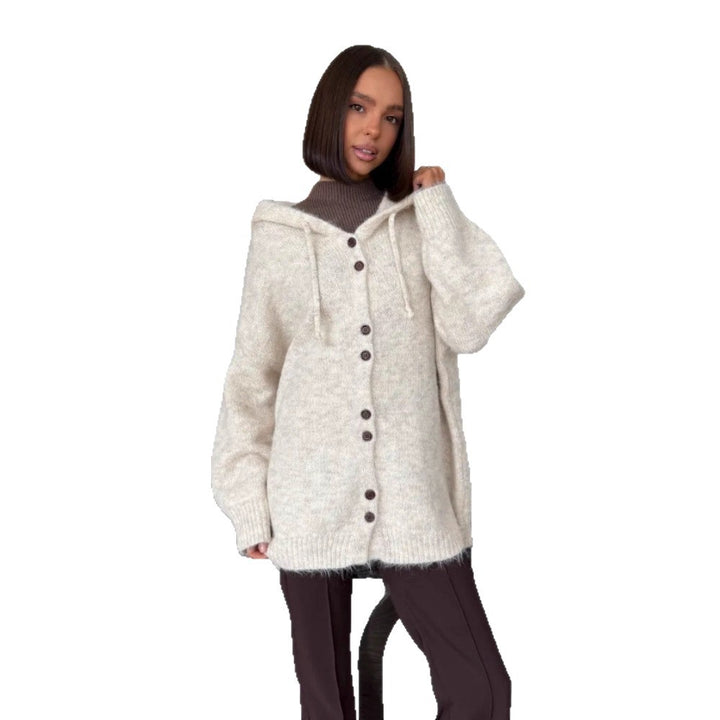 Damen Modische Strickjacke mit Kapuze Echo Archiv