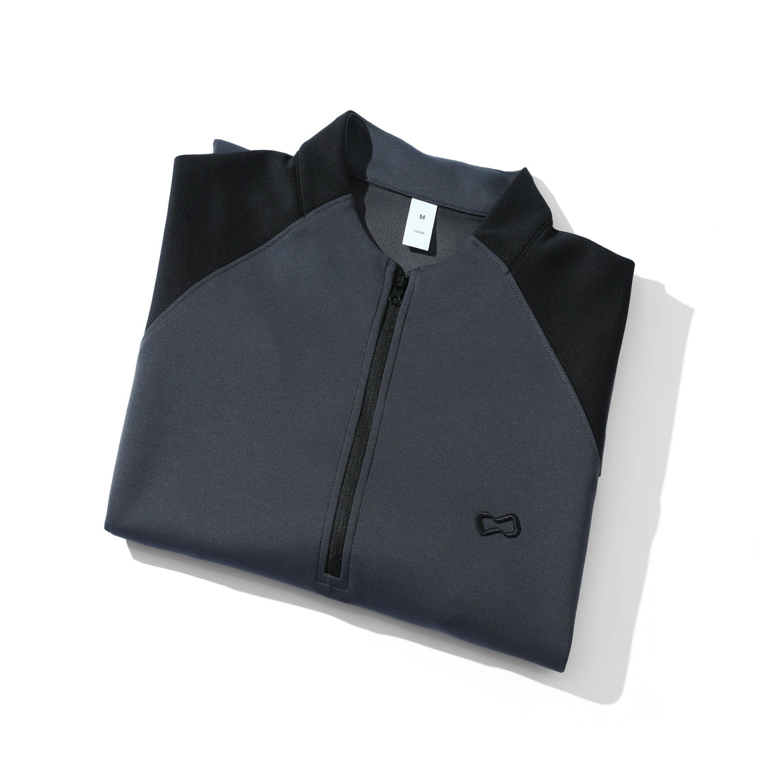 Unisex Funktions-Halbzip-Sweatshirt mit Troyerkragen, Raglanärmeln und minimalistischer Stickerei Echoarchiv
