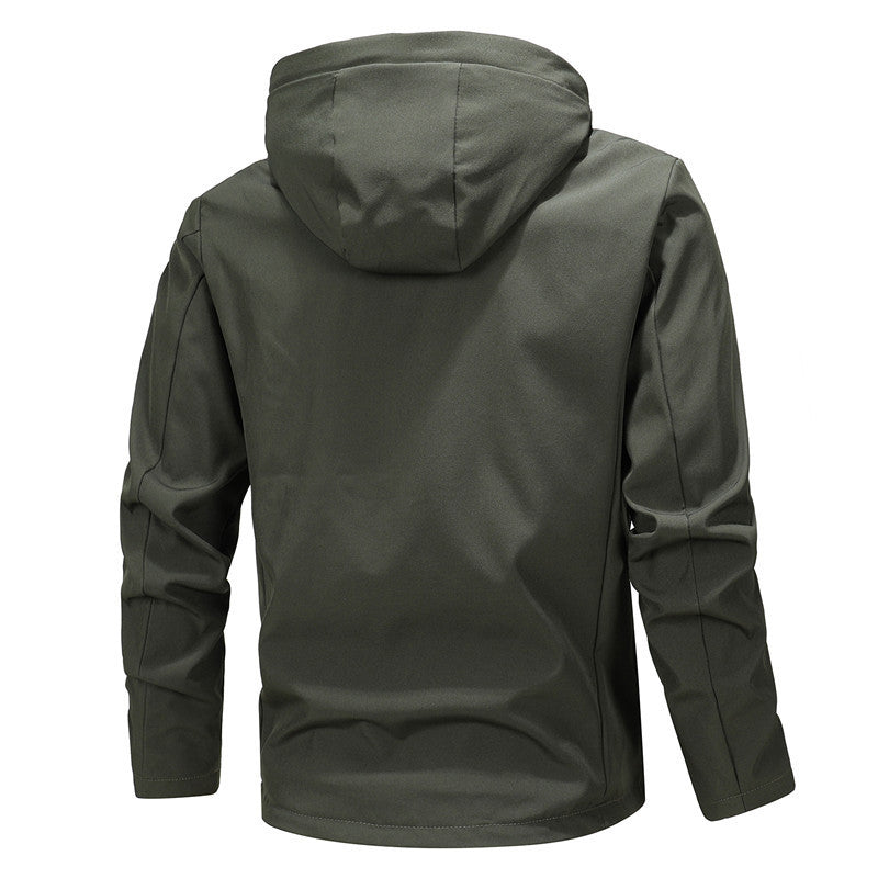 Herren Urbaner minimalistischer Softshell-Kapuzenblouson mit verdeckter Reißverschlussfront Echo Archiv