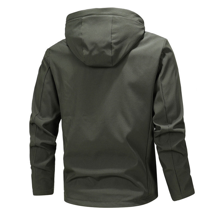 Herren Urbaner minimalistischer Softshell-Kapuzenblouson mit verdeckter Reißverschlussfront Echo Archiv