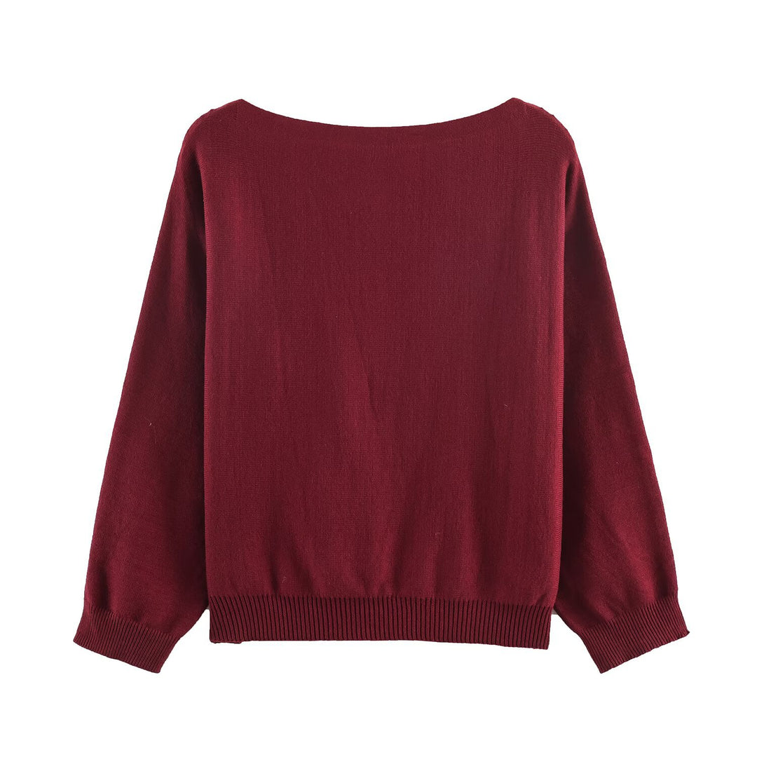 Damen Feinstrick-Pullover mit breitem U-Boot-Ausschnitt und Perlenapplikation Echo Archiv