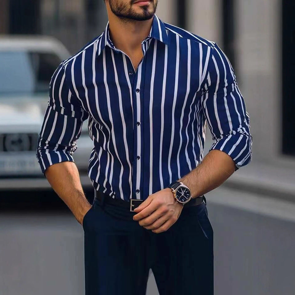 Herren Langarmhemd mit eleganten Streifen und modernem Schnitt Echoarchiv