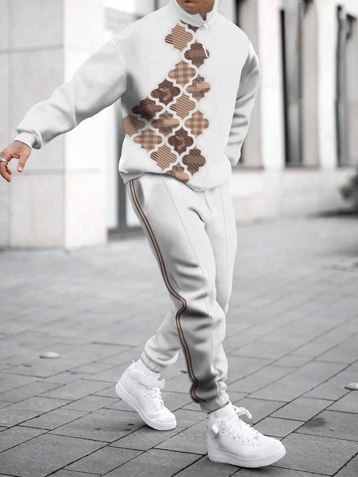 Herren Sportliches Sweatshirt mit modernem Zipper und grafischem Muster Echoarchiv