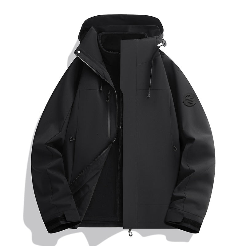 Herren Wetterfeste Softshelljacke mit Fleece‑Innenfutter, verstellbarer Kapuze & Reißverschluss‑Brusttasche Echoarchiv