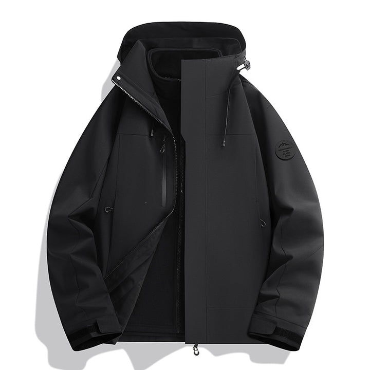 Herren Wetterfeste Softshelljacke mit Fleece‑Innenfutter, verstellbarer Kapuze & Reißverschluss‑Brusttasche Echoarchiv