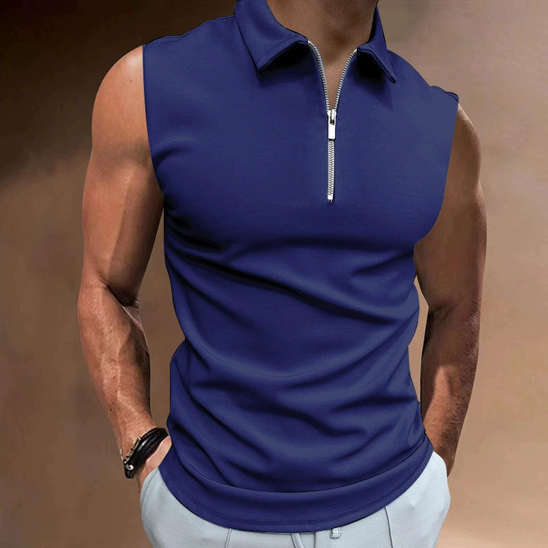 Herren Kurzarm Poloshirt mit modernem Stehkragen und funktionellem Reißverschluss Echoarchiv