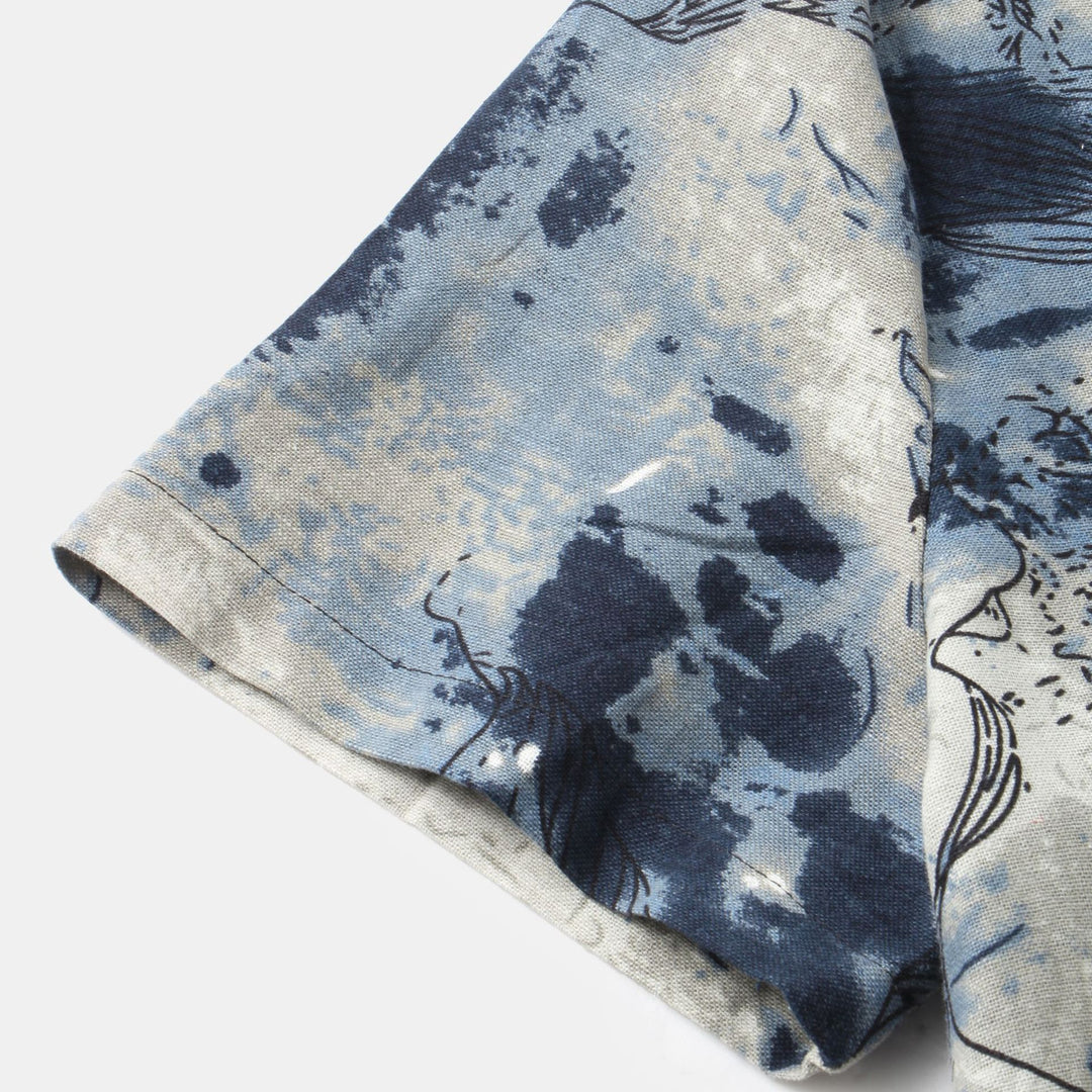 Herren Kurzarmhemd mit kreativem Aquarelldesign Echoarchiv