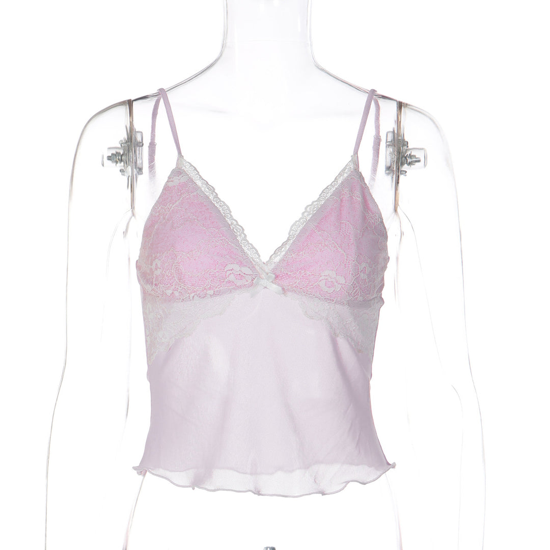 Damen Spitzencrop-Top mit feinen Trägern und zartem Design Echo Archiv