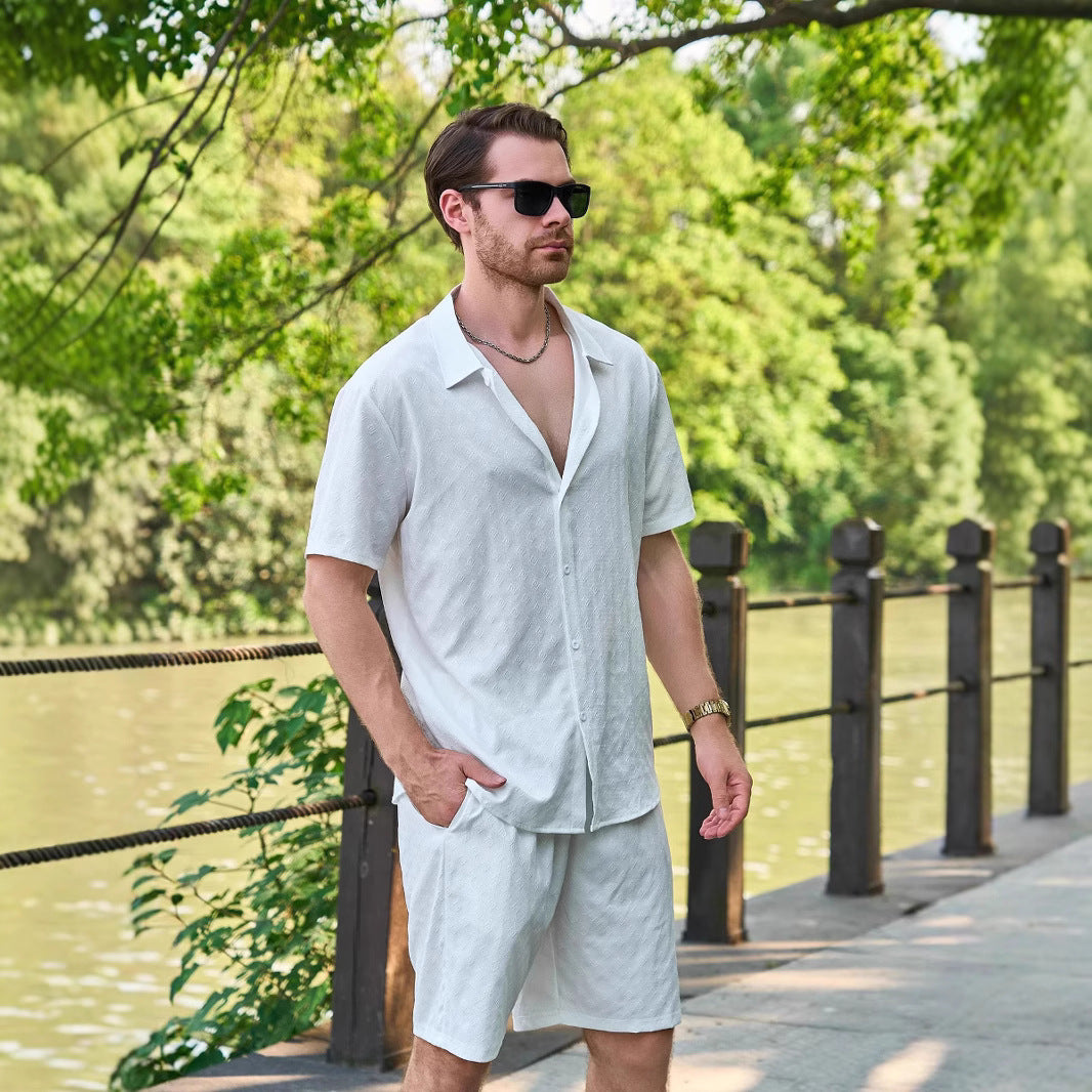 Herren lässiges Kurzarm-Shirt und Shorts Set Echoarchiv