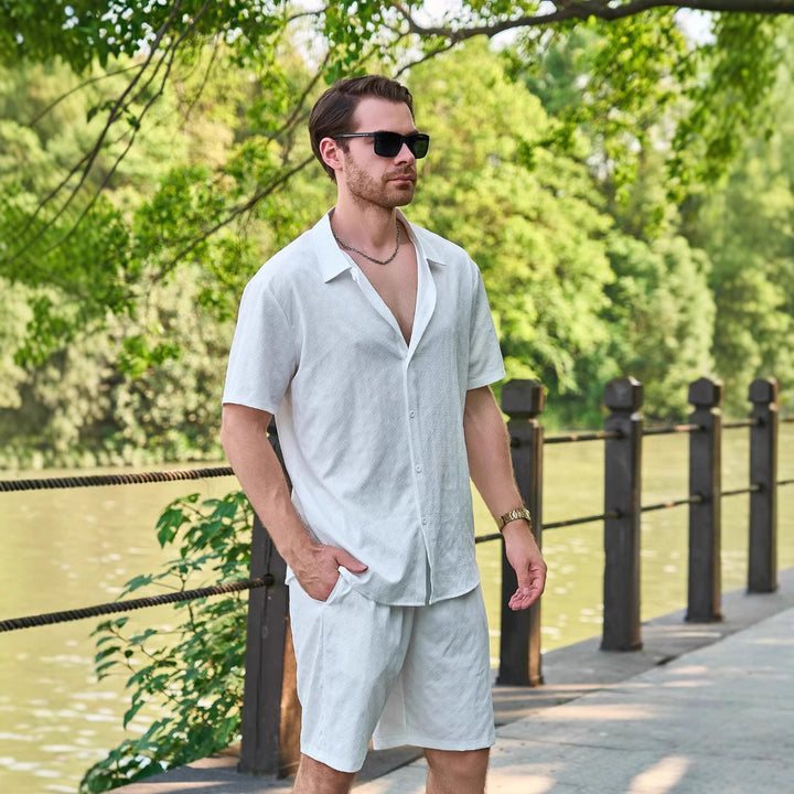 Herren lässiges Kurzarm-Shirt und Shorts Set Echoarchiv