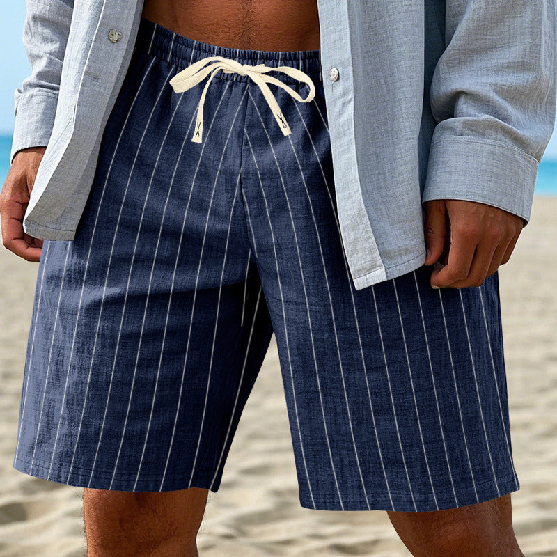 Herren Strandshorts mit Elastischem Bund und Stilvollem Streifenmuster Echoarchiv