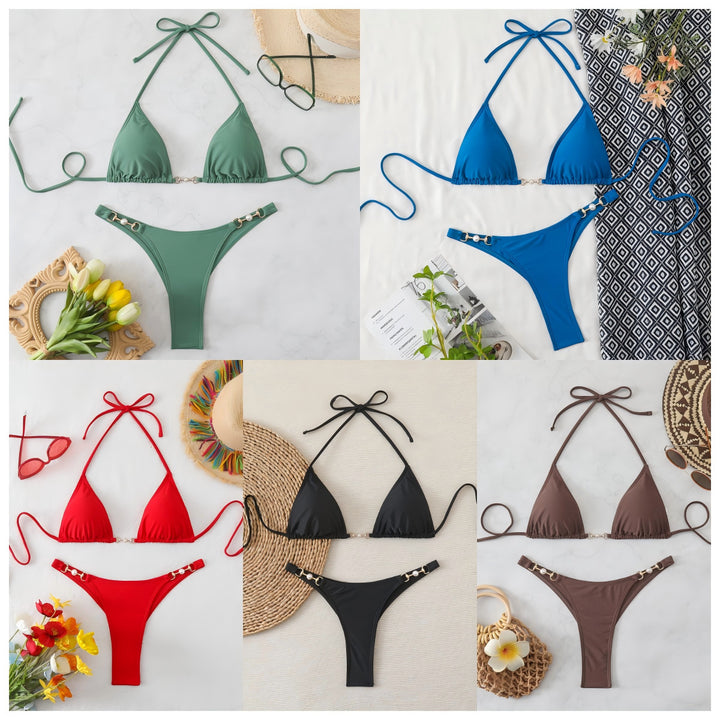 Damen Triangel-Bikini-Set mit modischen Details Echo Archiv