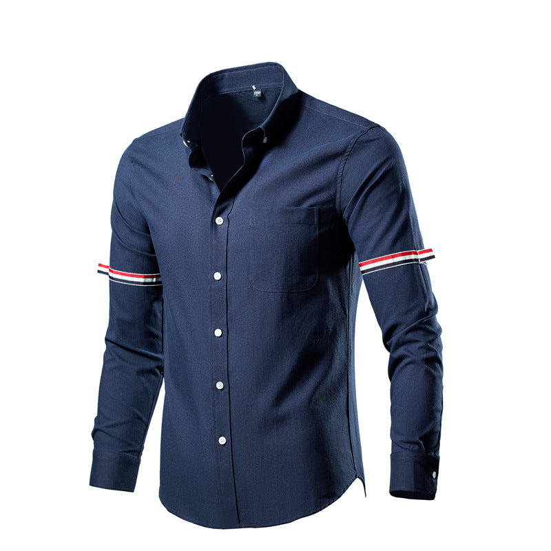 Herren nan tailliertes Oxford-Businesshemd mit Button-Down-Kragen, Brusttasche und markantem Armband-Detail Echo Archiv