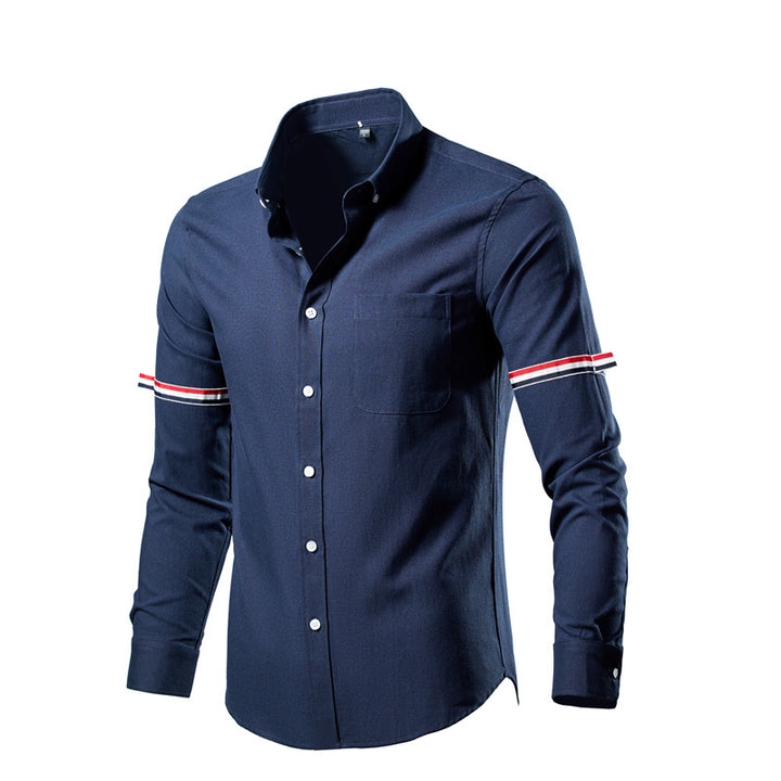 Herren nan tailliertes Oxford-Businesshemd mit Button-Down-Kragen, Brusttasche und markantem Armband-Detail Echo Archiv