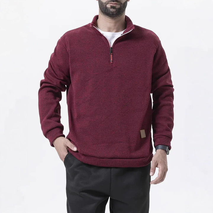 Herren Fleece-Pullover mit halbem Reißverschluss und strukturiertem Design Echoarchiv