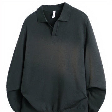 Unisex Oversized Polokragen-Feinstrickpullover mit weitem Schnitt Echoarchiv