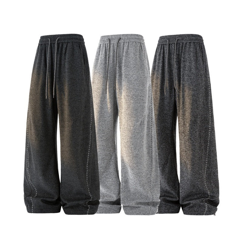 Damen Weite Lounge‑Hose aus Sweatstoff mit Kordelzug, Ziernähten und elastischem Bund Echoarchiv