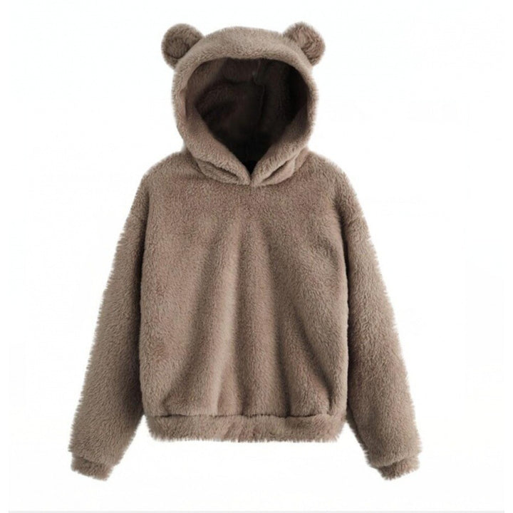 Damen Kuscheliger Teddy-Fleece-Hoodie mit Bärenohren und Oversize-Passform Echo Archiv