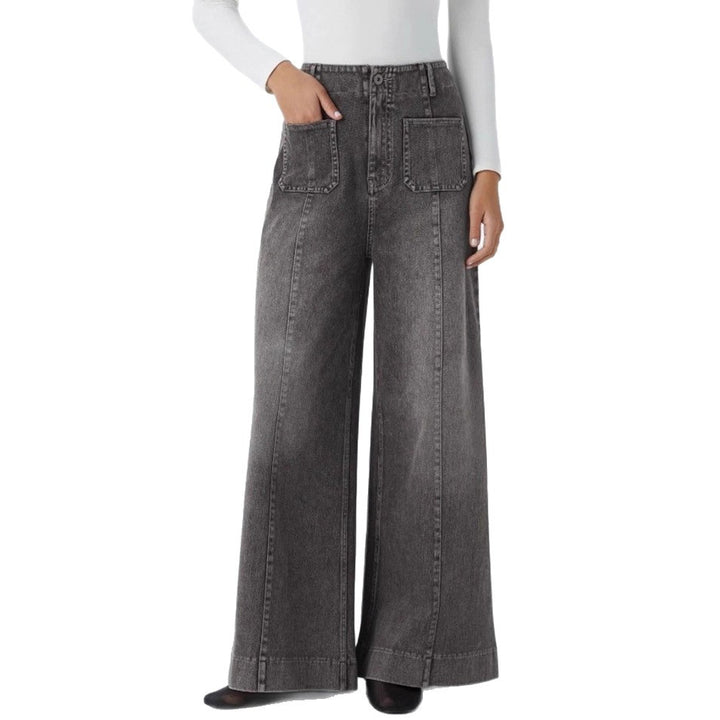 Damen nan hochgeschnittene Jeans-Palazzohose mit weitem Bein und aufgesetzten Fronttaschen Echo Archiv