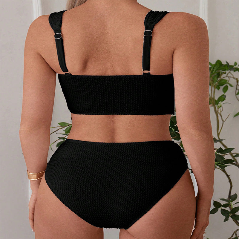 Damen Hoch tailliertes Bikiniset mit strukturiertem Oberteil Echo Archiv