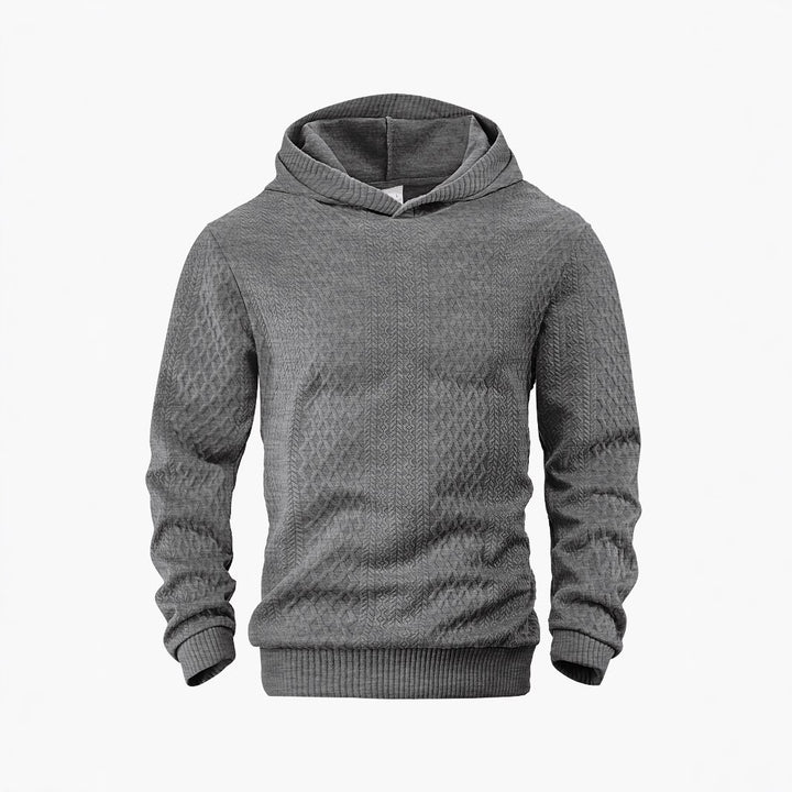Herren nan strukturierter Schlauchkragen-Pullover mit Kapuze und Waben-Jacquard Echo Archiv