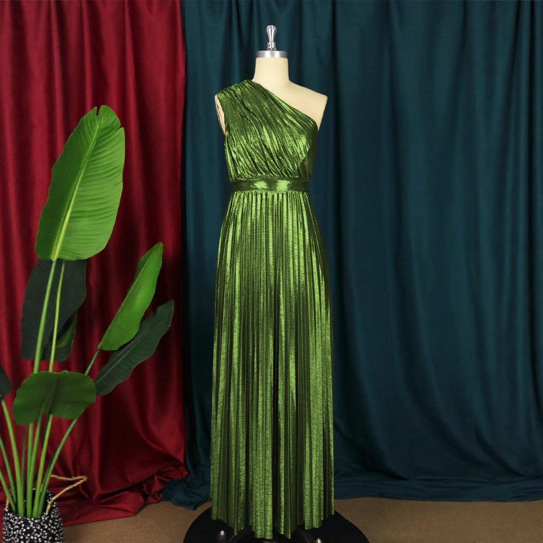 Damen plissiertes Abendkleid mit schimmerndem Oberteil Echo Archiv