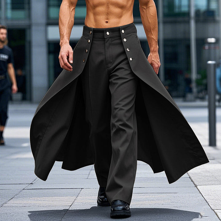 Damen nan taillenhoher ausgestellter Midi-Wickelrock mit innerer Culotte und Zierknopfleiste Echo Archiv