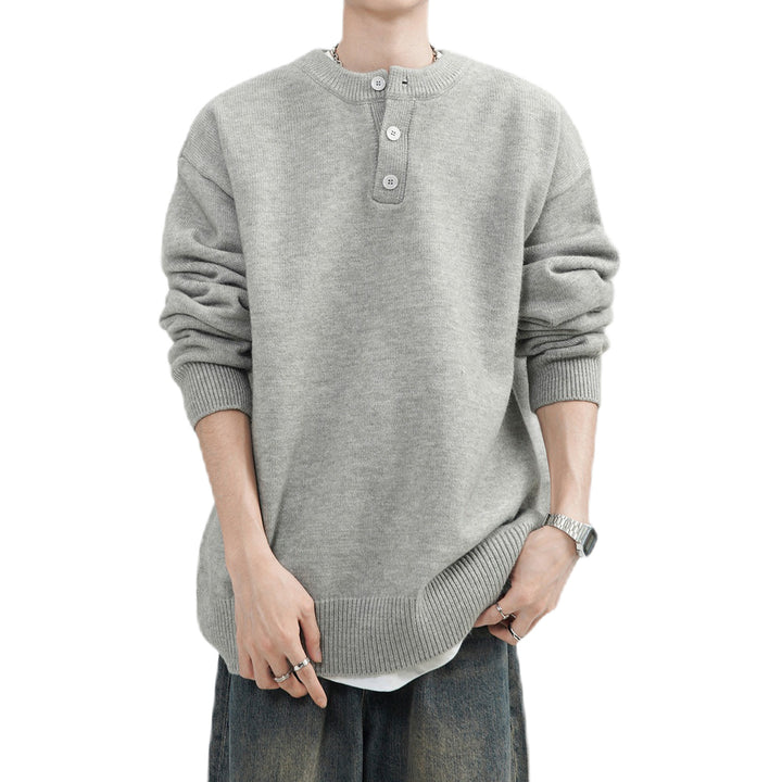 Herren Lässiger Grobstrickpullover mit Knopfleiste Echo Archiv