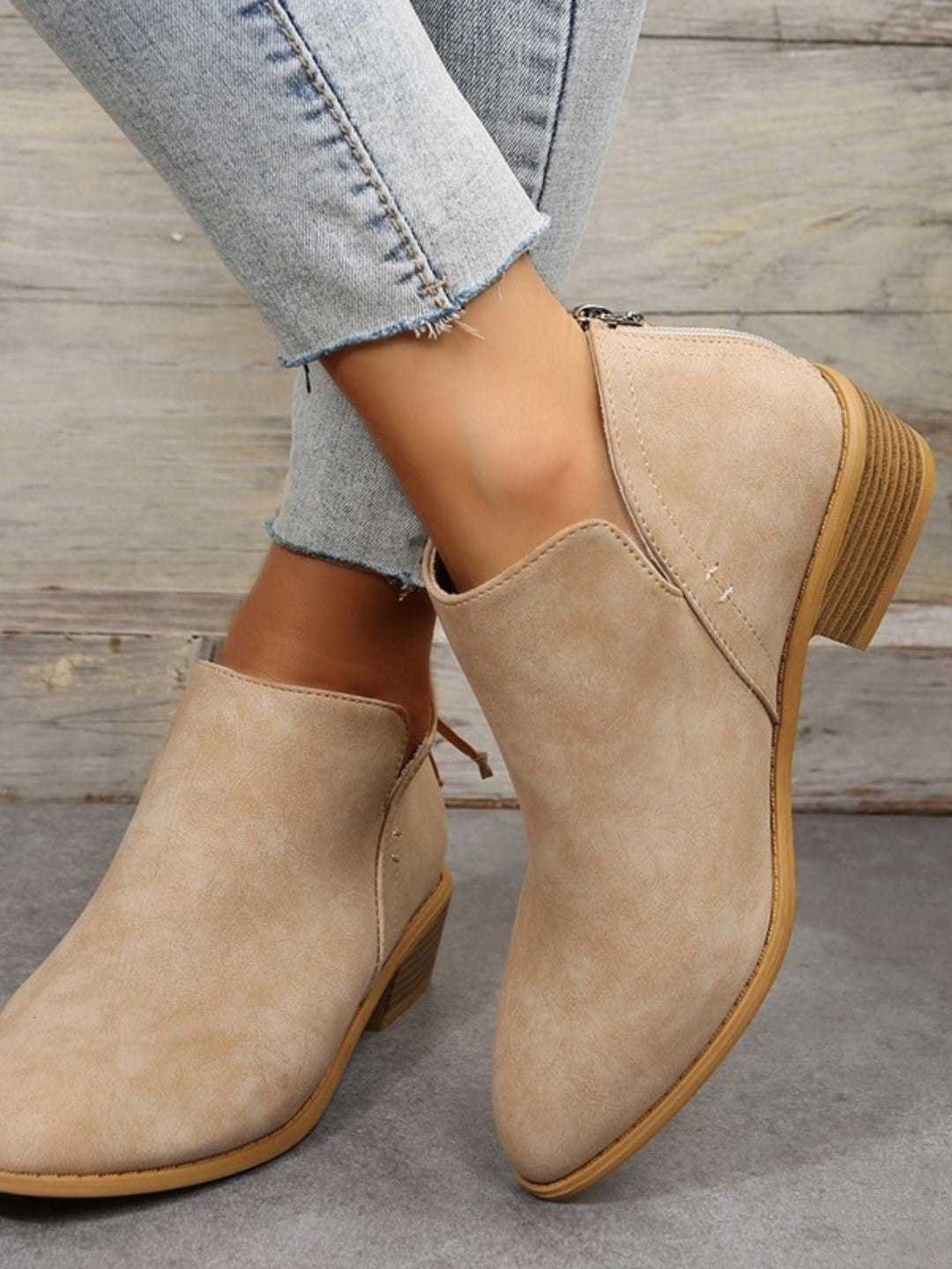 Damen nan elegante Kurzstiefelette aus Wildlederimitat mit verdecktem Fersenreißverschluss und gepolsterter Komfortinnensohle Echo Archiv
