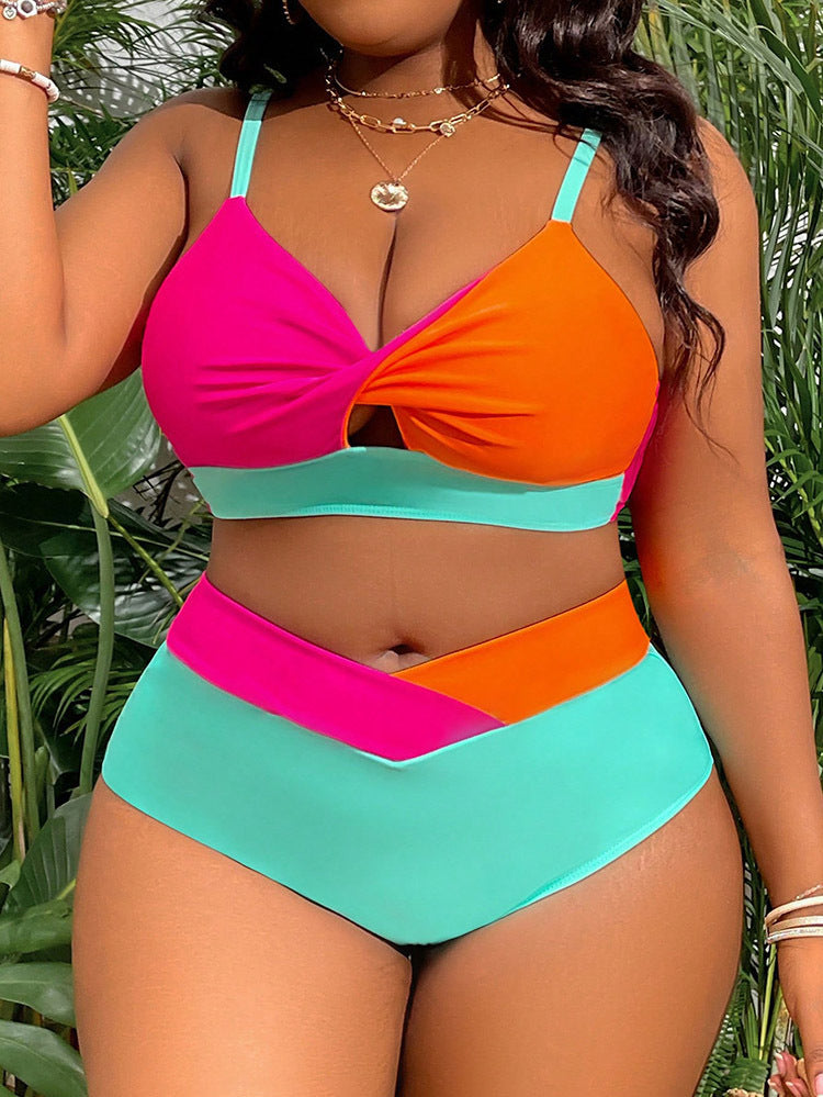 Damen hoch tailliertes Bikini-Set mit modischem Farbblock-Design Echo Archiv