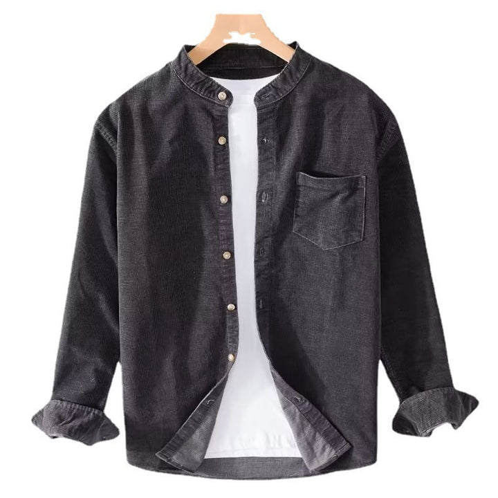 Herren Cordhemden mit Mandarin-Kragen und minimalistischem Design Echoarchiv