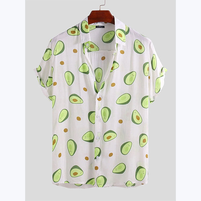 Herren Kurzarmhemd mit frischem Avocado-Muster Echoarchiv