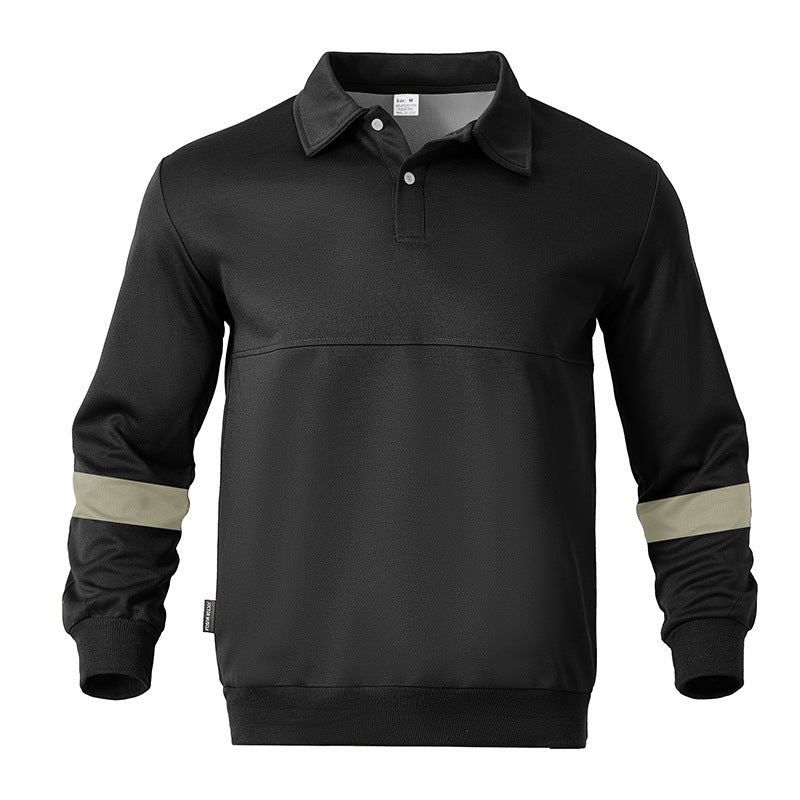 Herren Relaxed Polo-Sweatshirt mit Druckknopf-Blende und Kontrastarmdetails Echoarchiv