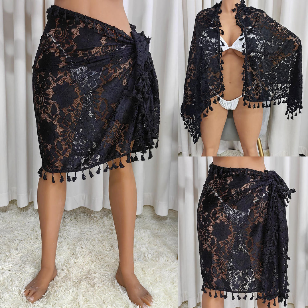 Damen Häkel-Strandsarong mit eleganten Fransen Echo Archiv