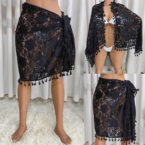 Damen Häkel-Strandsarong mit eleganten Fransen Echo Archiv