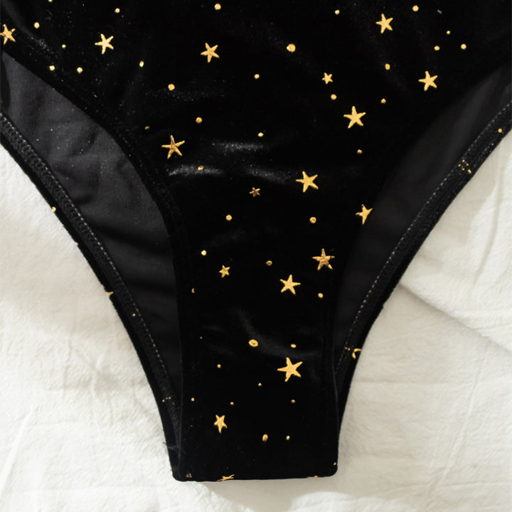 Damen Hochtaillierter Bikini mit glamourösem Sternenmotiv Echo Archiv