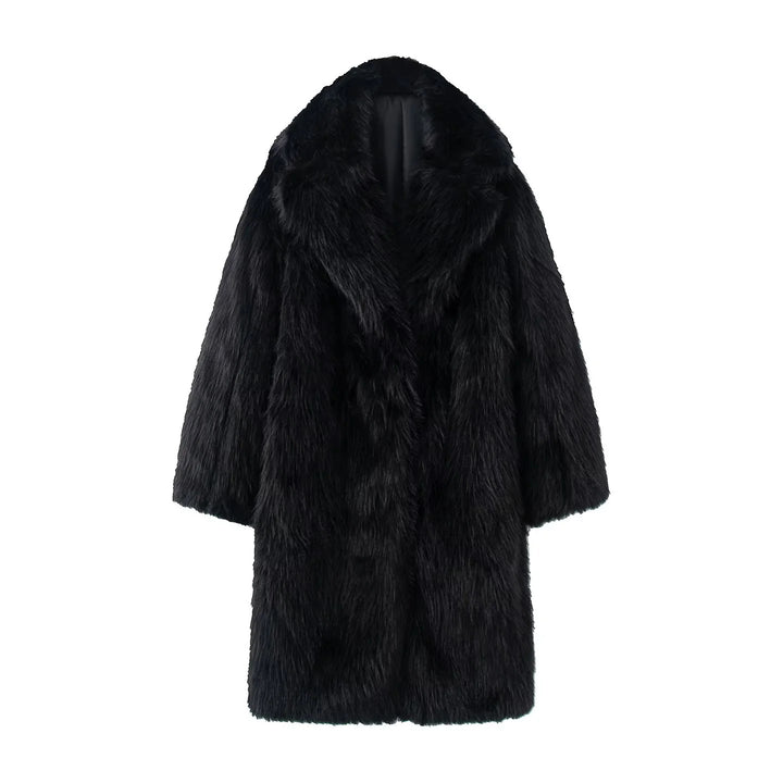 Damen nan langer kuscheliger Kunstfellmantel mit voluminösem Schalkragen und Oversize‑Silhouette Echo Archiv