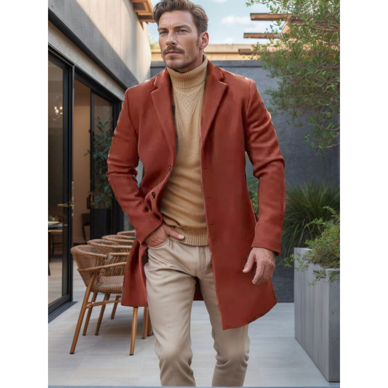 Herren eleganter langer Mantel aus hochwertigem Stoff Echoarchiv