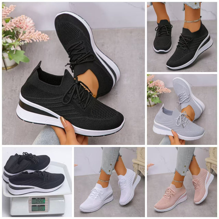 Damen Strick-Sneaker mit elastischem Schaft, gepolsterter Komfortsohle und leichtem Keil Echo Archiv