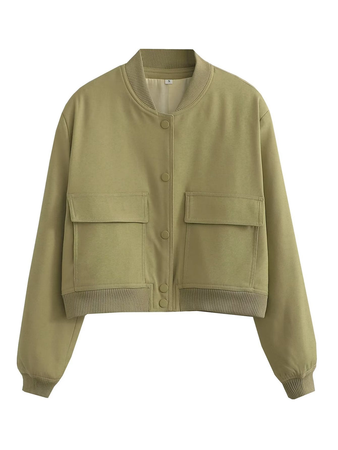 Damen Kurze Bomberjacke mit Leopardenprint, Rippbündchen und Pattentaschen Echo Archiv