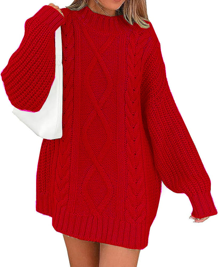 Damen Oversize Strickkleid mit Zopf- und Rippstruktur Echo Archiv