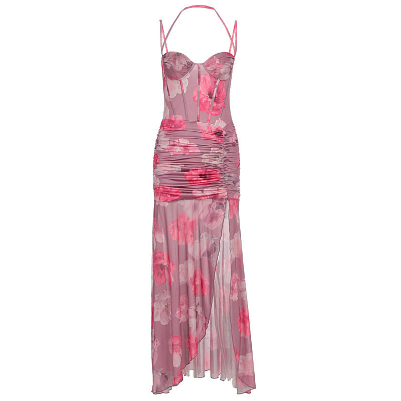 Damen Raffiniertes Maxikleid mit floralem Design und schulterfreiem Schnitt Echo Archiv