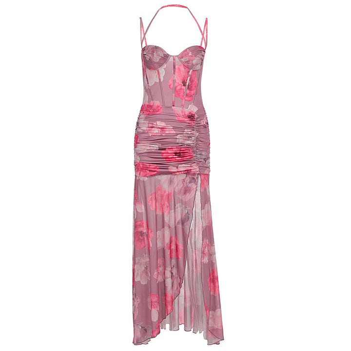 Damen Raffiniertes Maxikleid mit floralem Design und schulterfreiem Schnitt Echo Archiv