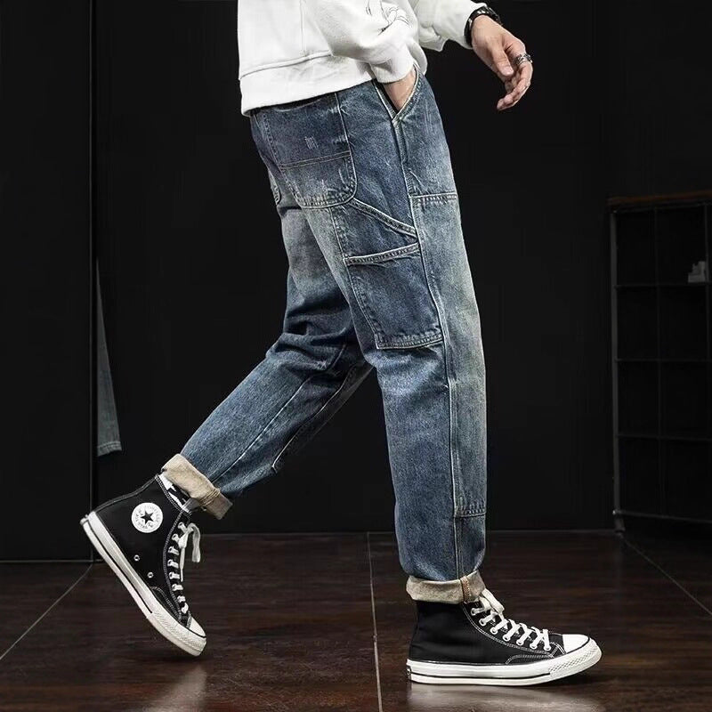 Herren Lässige Denim Cargo-Hose Echoarchiv